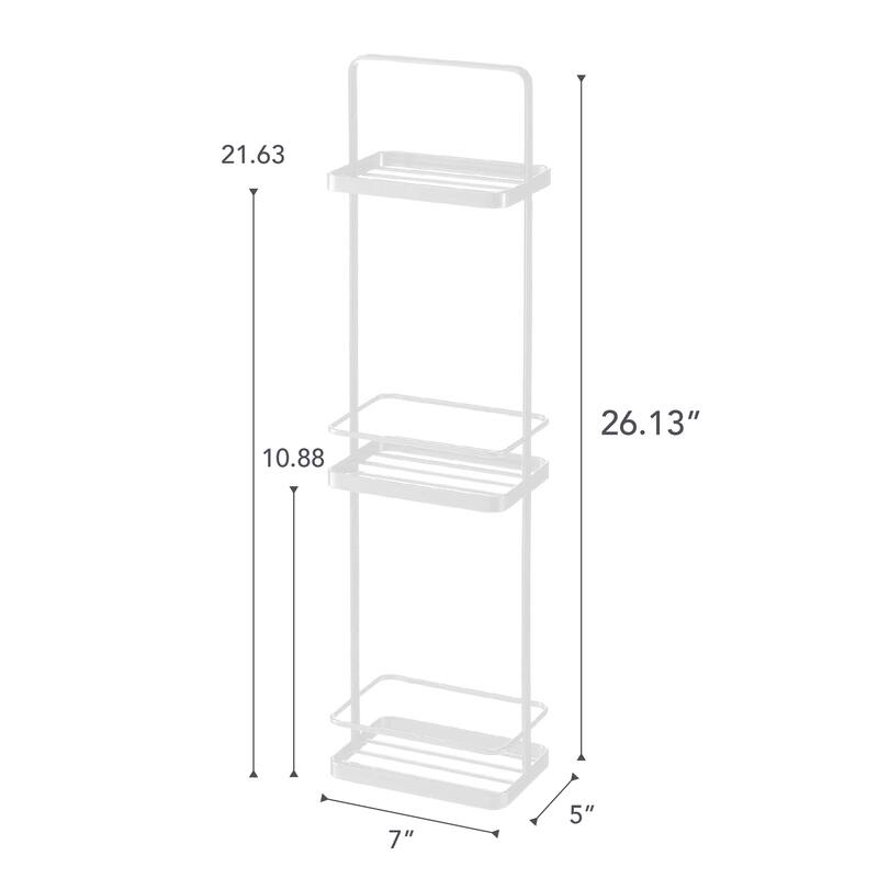 Yamazaki Home Shower Caddy - Three Sizes, Steel, Large - L 4.72 x W 7.09 x H 26.38 inches