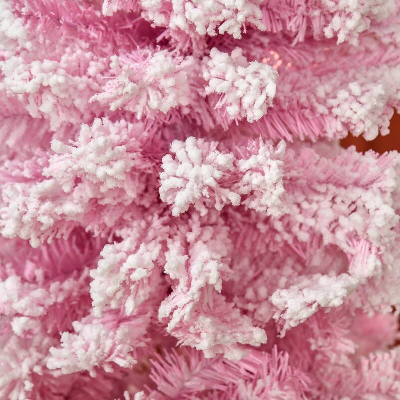 HOMCOM Artificial Colored Slim Flocked Christmas Tree with Stand