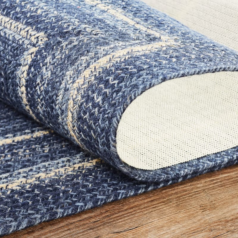 Great Falls Blue Jute Rug/Runner Rect w/ Pad 22x72 - 2' x 6' Runner