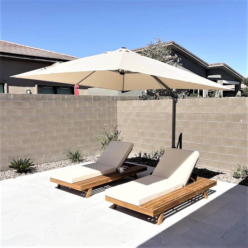 PURPLE LEAF 8 ft Square 360 Degree Rotation Patio Cantilever Umbrella