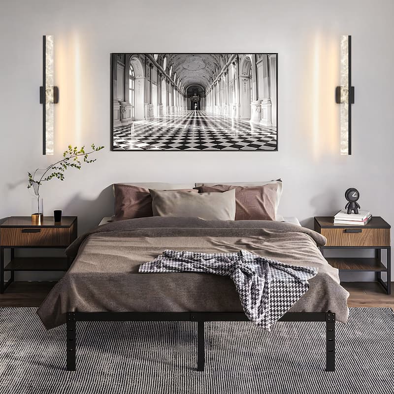 LED Bathroom Vanity Light 24/32/39 inch Dimmable Metal Wall Sconce - Black/Warm White Light