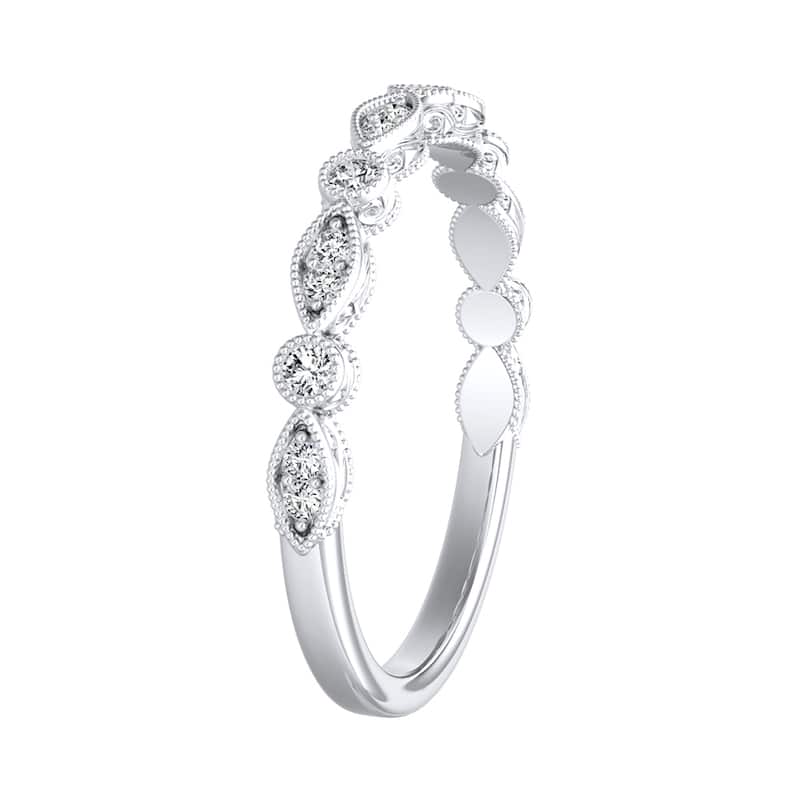 Auriya 1/8ctw Vintage Diamond Wedding Band 14k Gold Stackable