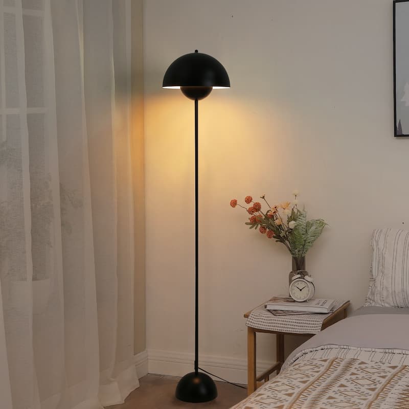 Industrial Metal Shade White/Black/Gold Floor Lamp with Foot Switch Modern Tall Standing Lamp for Living Room