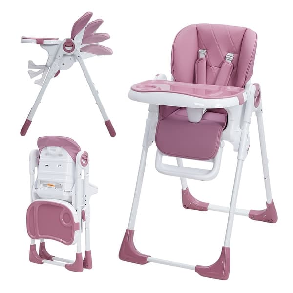 slide 2 of 15, Kids Foldable High Chair with Adjustable Height and Recline Lilac