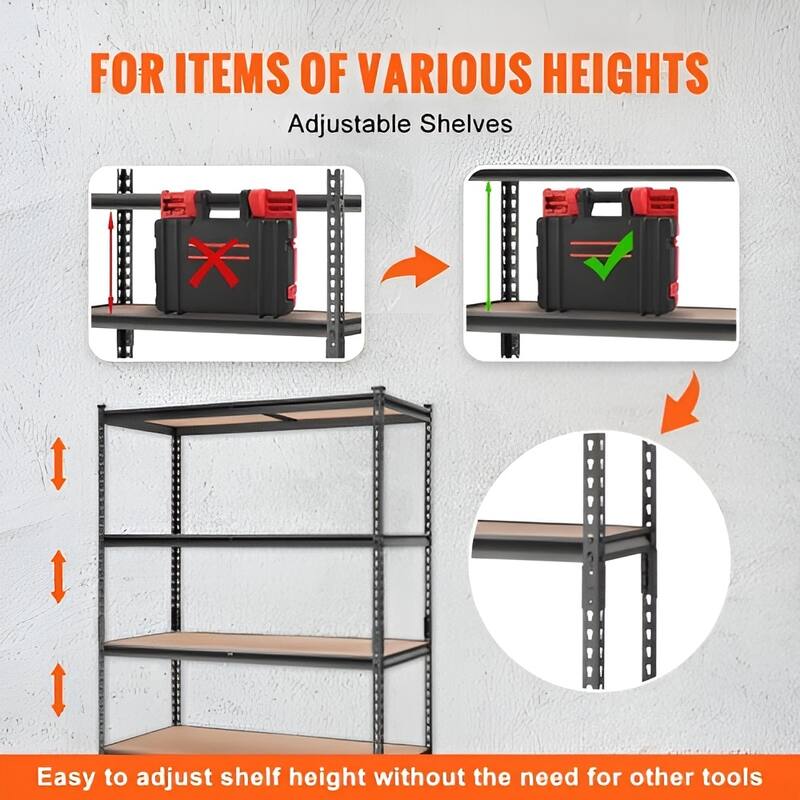 Adjustable Metal Storage Shelves 5 Tier Heavy Duty Utility Rack for Garage and Kitchen