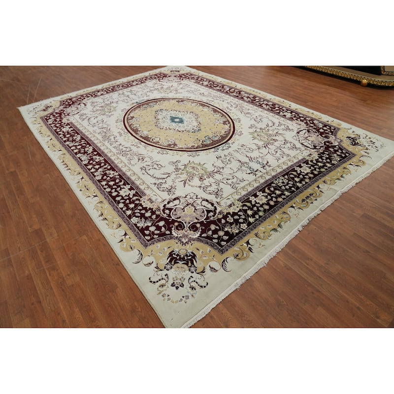Victorian Style Aubusson Turkish Area Rug Machine-Made Carpet - 9'9" x 13'1"