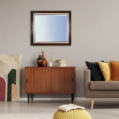 La Pastiche Brown Cherry Finish Decorative Wood Framed Wall Mirror