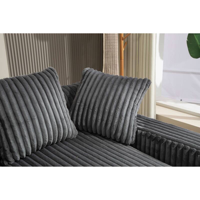 Corduroy lazy sofa bed Living room deep seat sofa with 3 back pillows