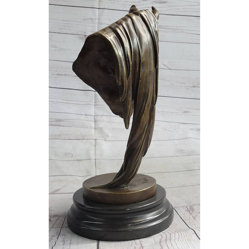 Horse Head Bust Equestrian Bronze Sculpture Statue Figure Decor On Marble Base Signed 13 Inches X 9 Inches