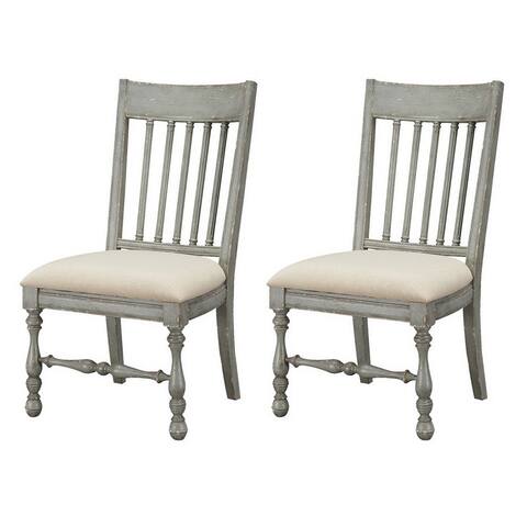 Somette Weston Aged Bluish Grey with cream rub through Upholstered Dining Chairs - Set of 2