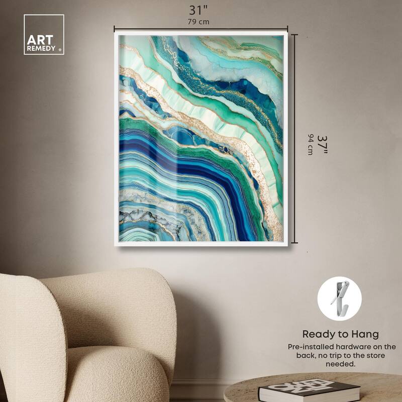 Blue Green Abstract Agate II Shadowbox by Art Remedy