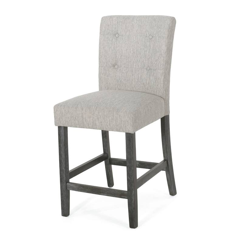 26 Inch Fabric Button Tufted Counter Stools, Set of 2