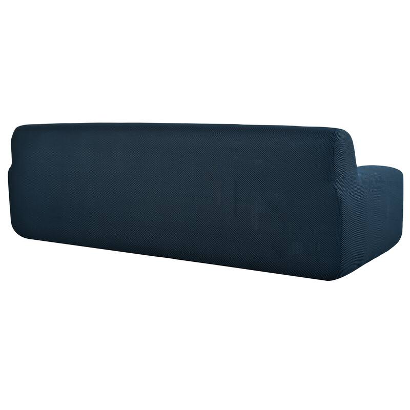86.2'' Modern Minimalist Style Tufted Design Upholstered 3-Seat Compression Sofa in Dark Blue, Polyester