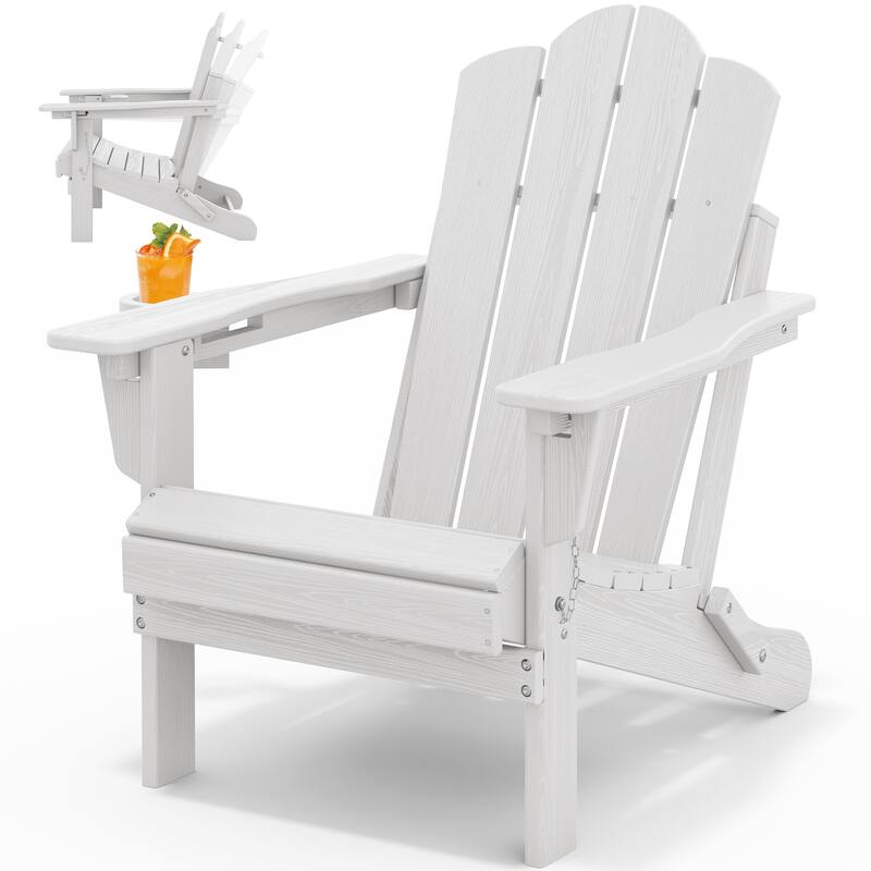 HDPE Plastic Outdoor/Indoor Adjustable Folding Adirondack Chair - White
