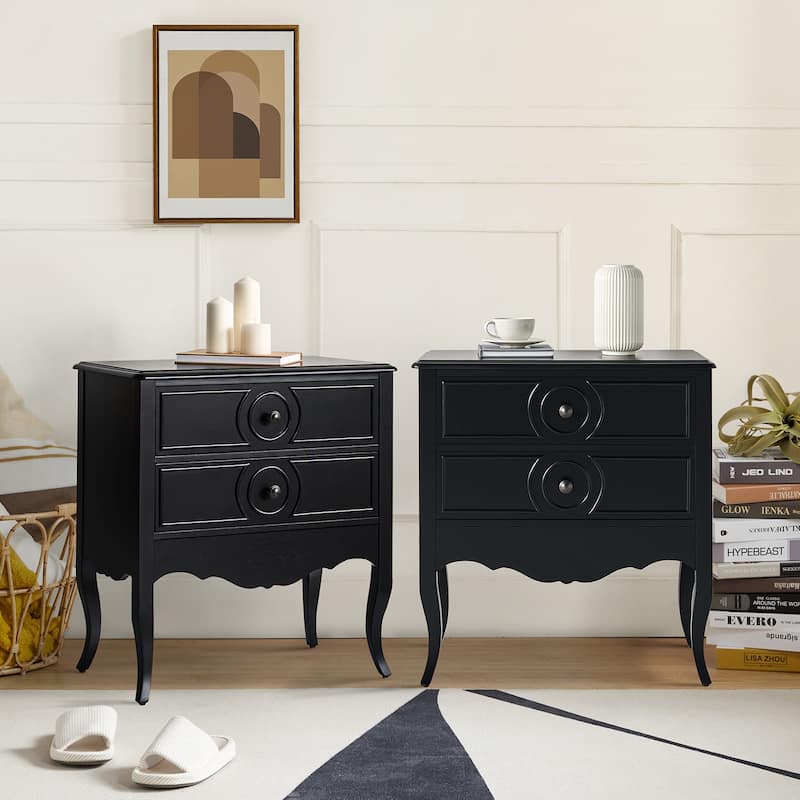 Sidney Traditional 3-Drawer Nightstand with Built-In Outlets and USB by HULALA HOME