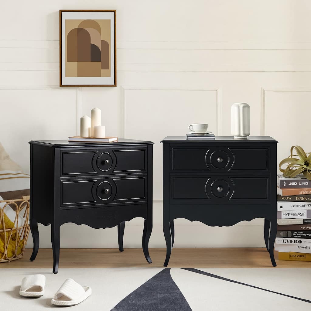 Sidney Traditional 3-Drawer Nightstand with Built-In Outlets and USB by HULALA HOME