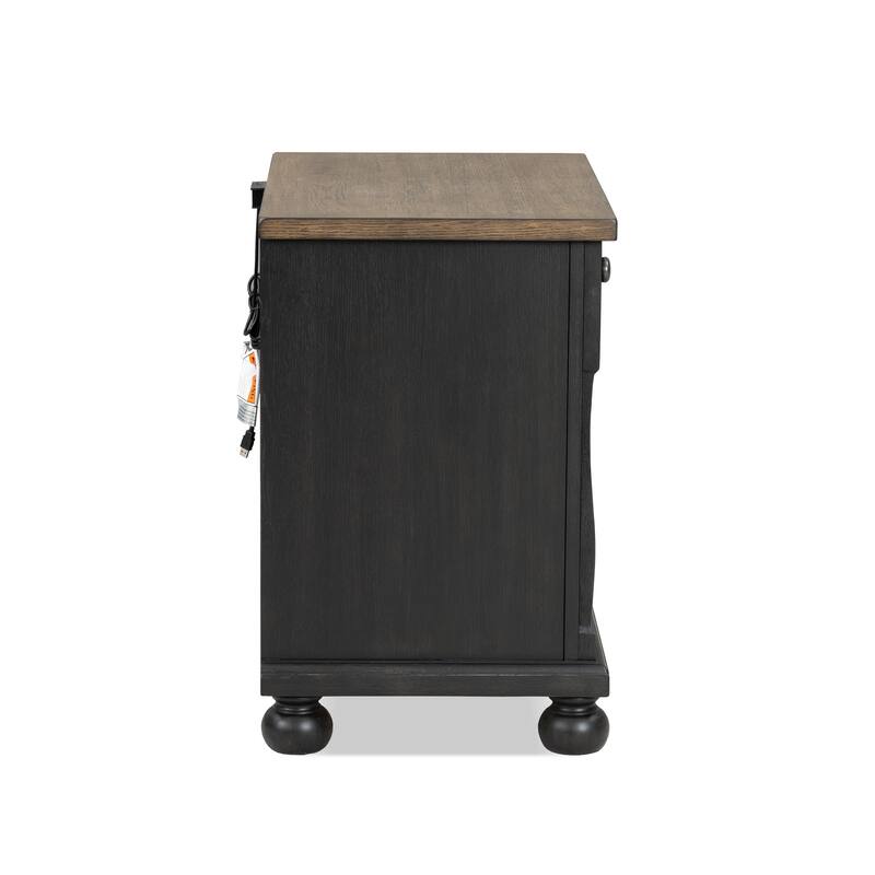Furniture of America Lucan Farmhouse Black Solid Wood 3-Drawer Nightstand