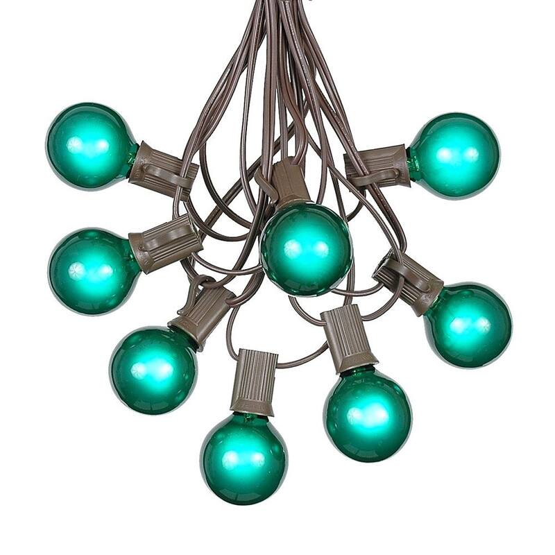 100 Foot G40 Outdoor Globe Patio String Lights - Set of 125 G40 Globe Bulbs - Green
