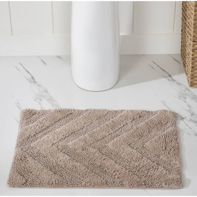 Better Trends Bathroom Rug Set 100% Cotton Tufted Water Absorbent Bath Rug for Shower, Sink Mats Machine Wash Hugo Collection - 5 PC Set 17"x24"|20"x20"|21"x34"|24"x40"|20"x60" - Sand