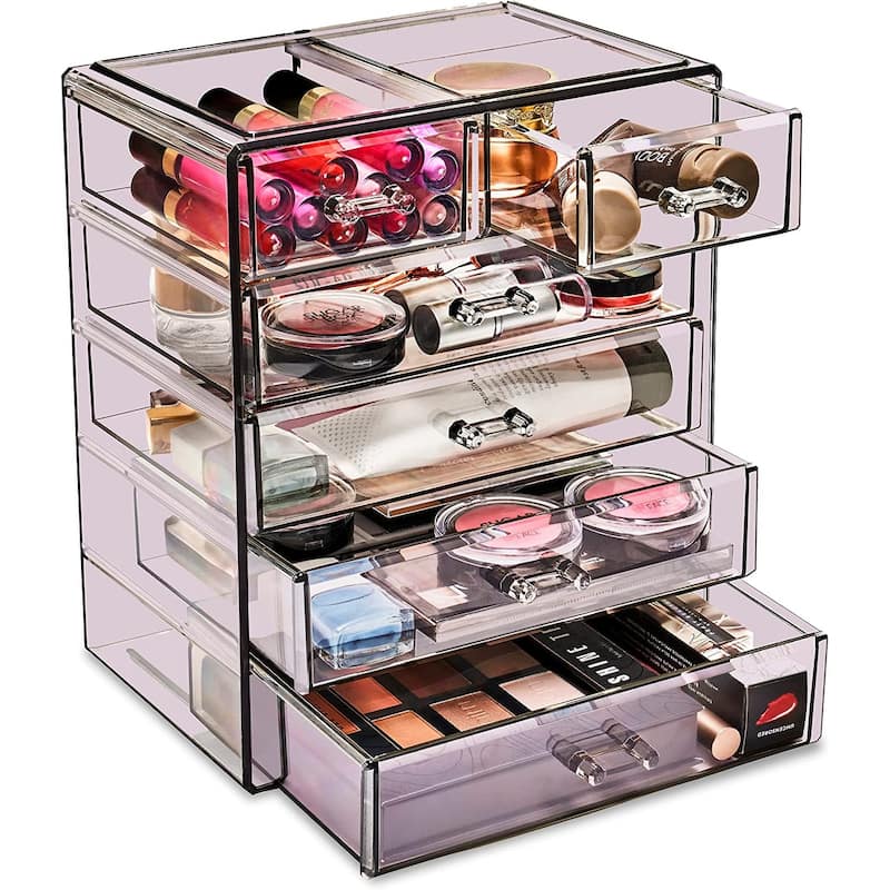 Sorbus New Cosmetics and Jewelry Big Storage Case Display - 4 large, 2 small drawers - 9.50" L x 6.25" W x 11.25" H - Pink