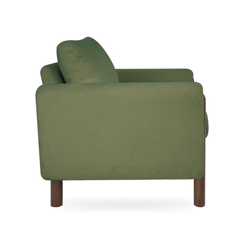 Christopher Knight Home Rowan Accent Chair Curved Handrails Single Sofa with Walnut Legs