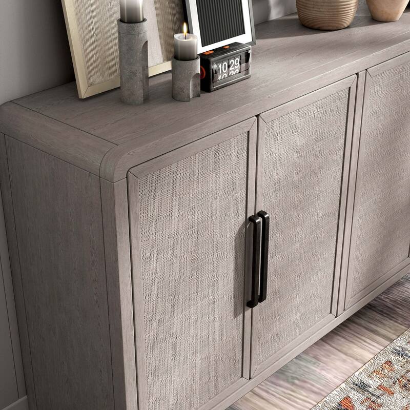 Furniture of America Billet Modern Natural Oak Solid Wood Dining Server Cabinet