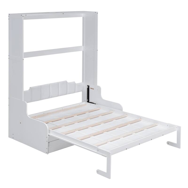 Foldable Queen Murphy Bed with Integrated Cushion, Cabinet, and Easy-to-Use Design for Space Efficiency