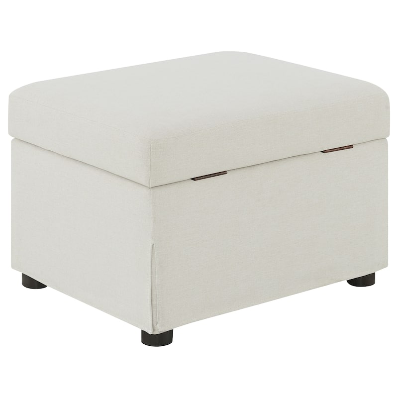 Merced Beige Upholstered Hydraulic Lift Top Storage Ottoman