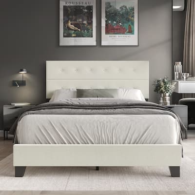 CraftPorch Luxury Button Tufted Upholstered Linen Bed