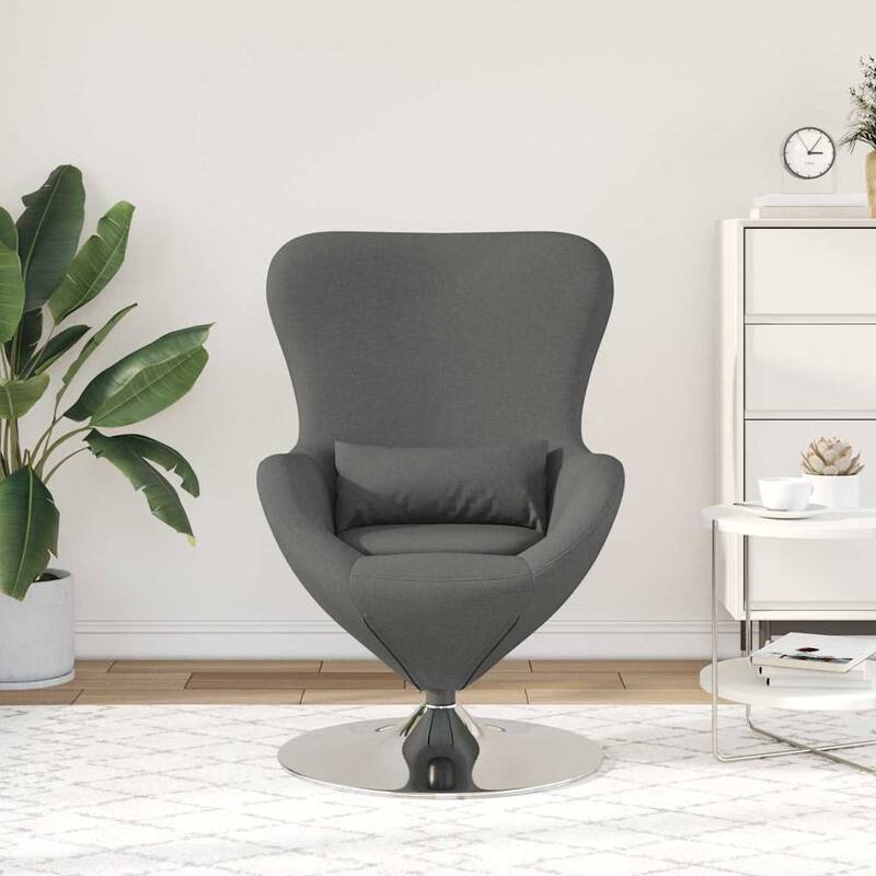 vidaXL Egg Chair Black/Dark Grey Fabric - 24.8 x 28.7 x 35.4