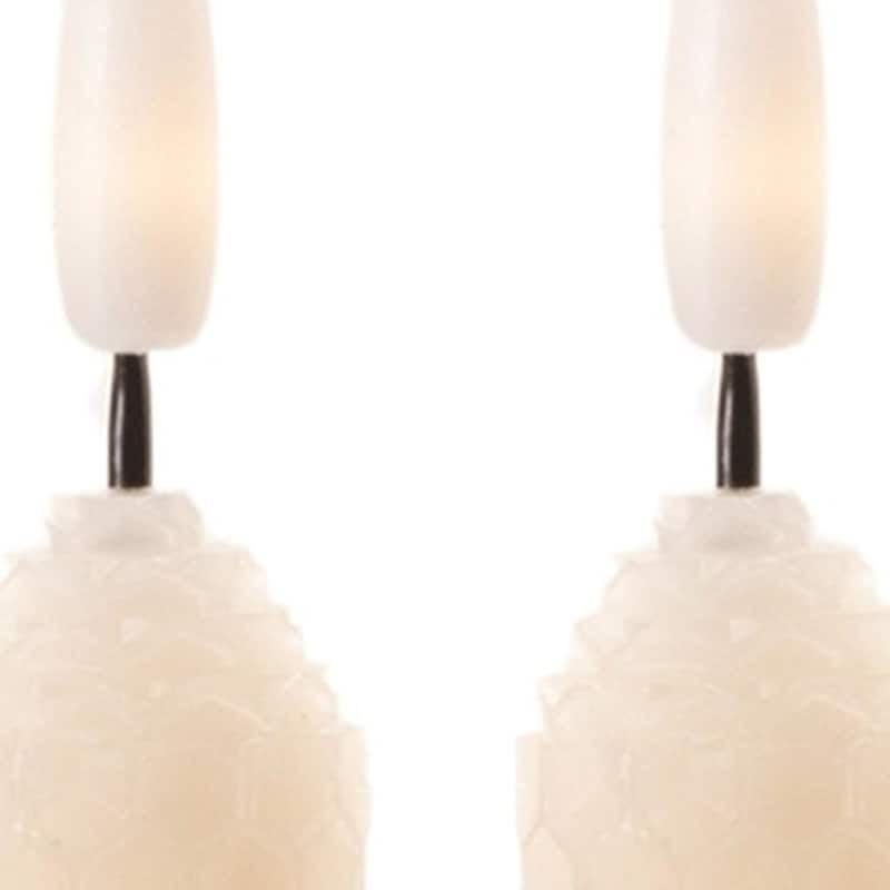 Set of Two Beige Flameless Taper Candles