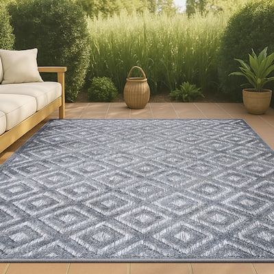 JONATHAN Y Ankara Neutral Diamond Trellis Indoor/Outdoor Area Rug