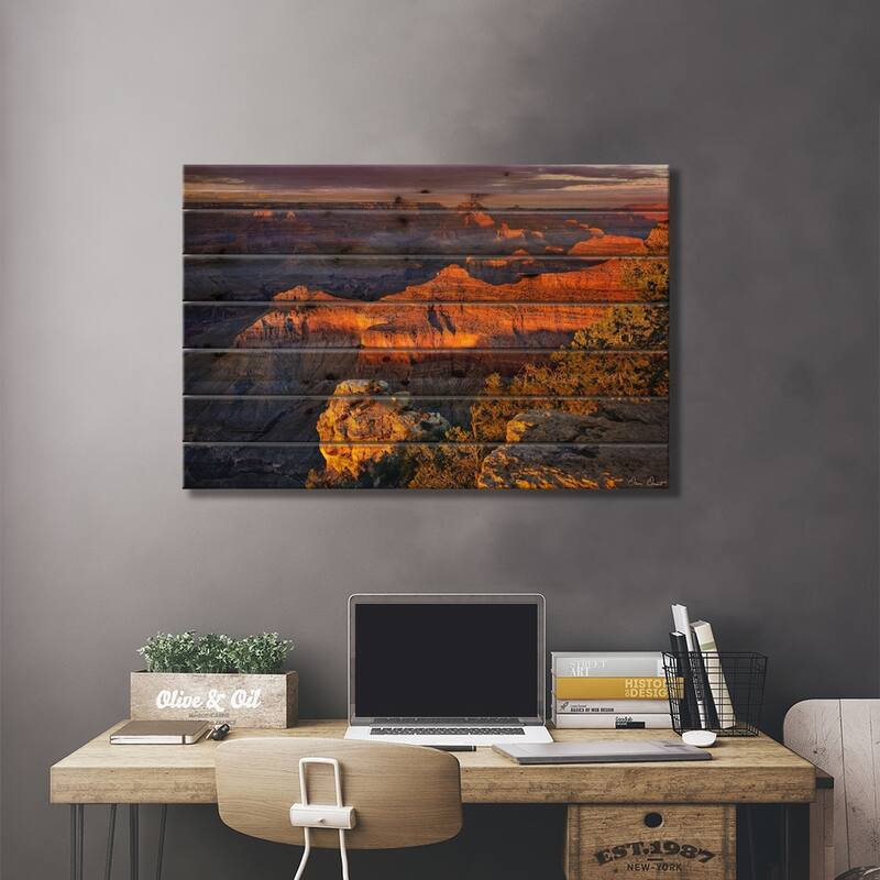 Canyon View X Print On Wood by David Drost - Multi-Color
