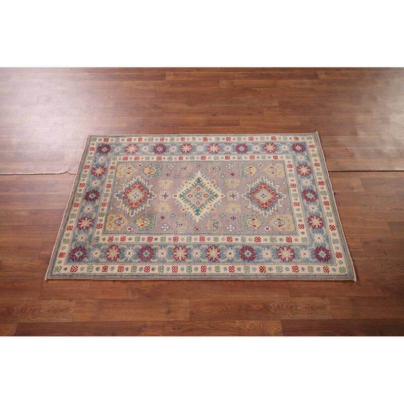 Kazak Accent Rug Handmade Oriental Beige Wool Carpet - 2'8" x 4'2"