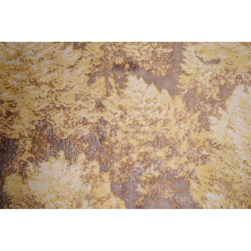 Yellow Abstract Oriental Area Rug Hand-Knotted Wool Carpet - 5'11"x 9'0"