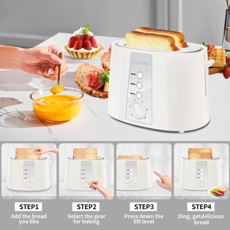 Toaster 2 Slice,6 Shade Settings, Removable Crumb Tray, 750W