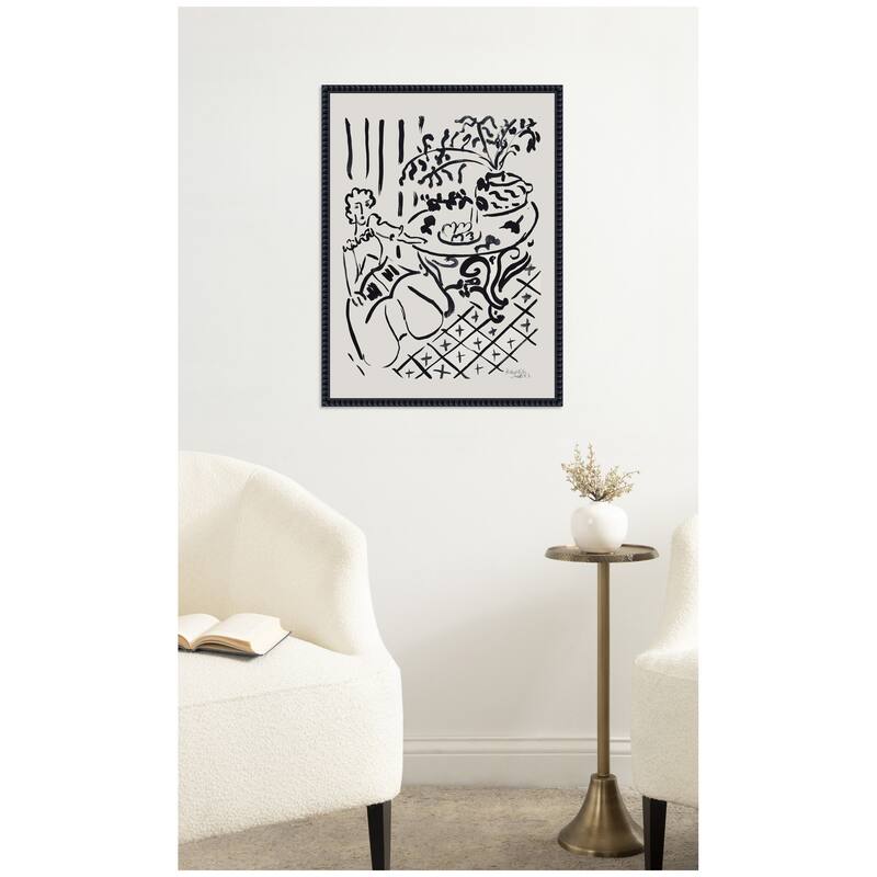 Kate and Laurel Fille assise a table 1947 Henri Matisse by Nostalgia Prints Framed Canvas Wall Art Print