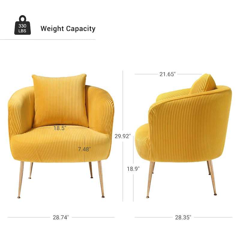 Art Leon Set of 2 Velvet Accent Side Chair with Back Cushion