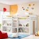 preview thumbnail 2 of 19, Twin Size Kid Low Loft Bed With Two-Tier Shelves And LED Light, White
