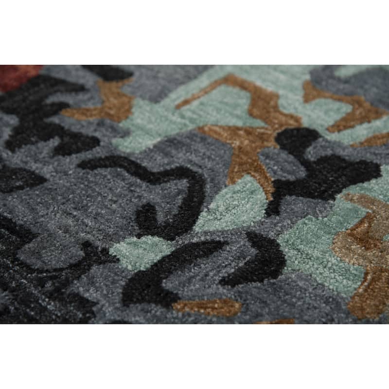 Alora Decor Vivid Beige, Rust, Teal and Ivory Hand-tufted Abstract Rug