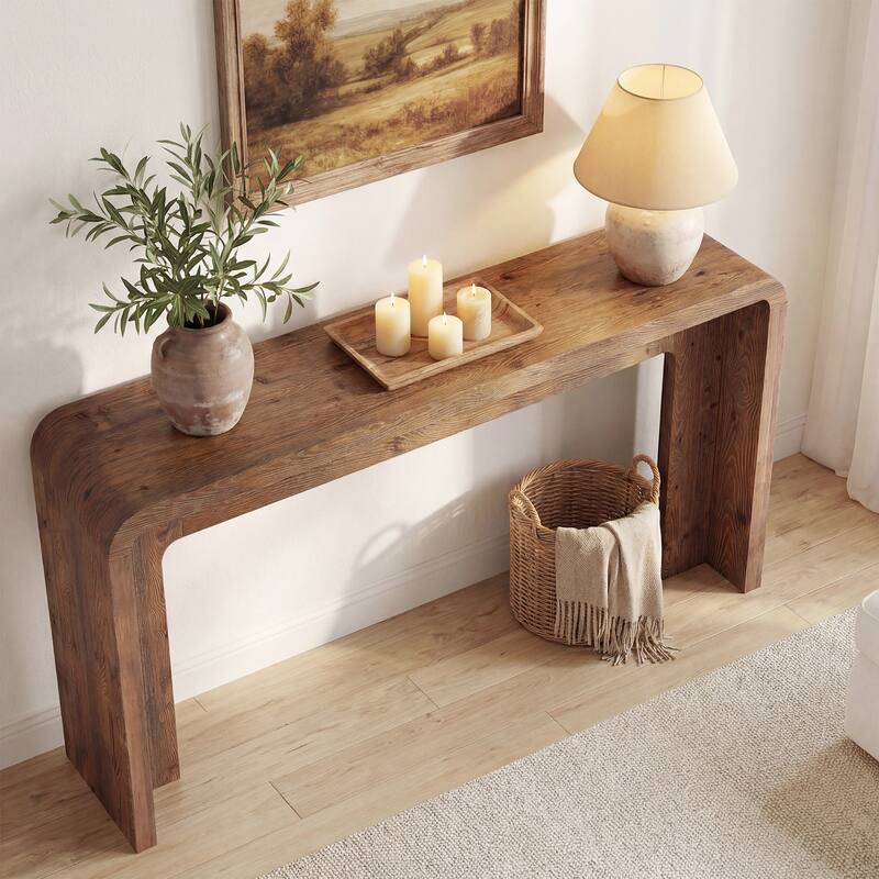 63-inch Farmhouse Sofa Table Behind Couch For Entryway, Living Room, Hallway