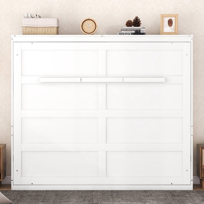 Space-Saving Queen Size Solid Wood Wall-Mounted Murphy Bed with Durable Folding Mechanism and Flexible Slat Support