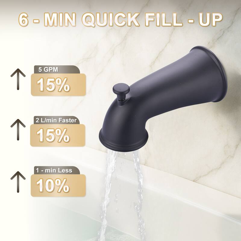 WOWOW Modern Style Bathtub Spout with Integrated Diverter