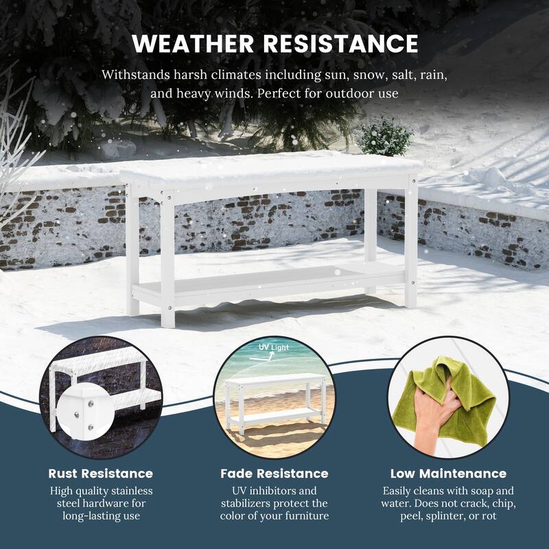 Laguna Hdpe All Weather Outdoor Patio Two Shelf Table