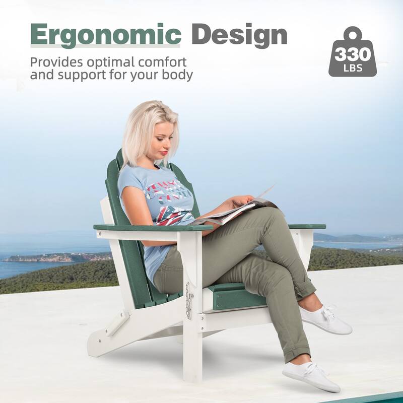 Aoodor HDPE Folding Adirondack Chair - 21.6"W x 32.3"D x 37"H