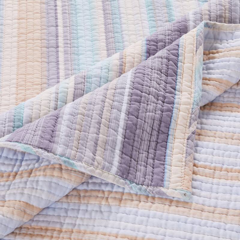 Greenland Home Fashions Durango 100% Cotton Reversible Stripes Quilt Set