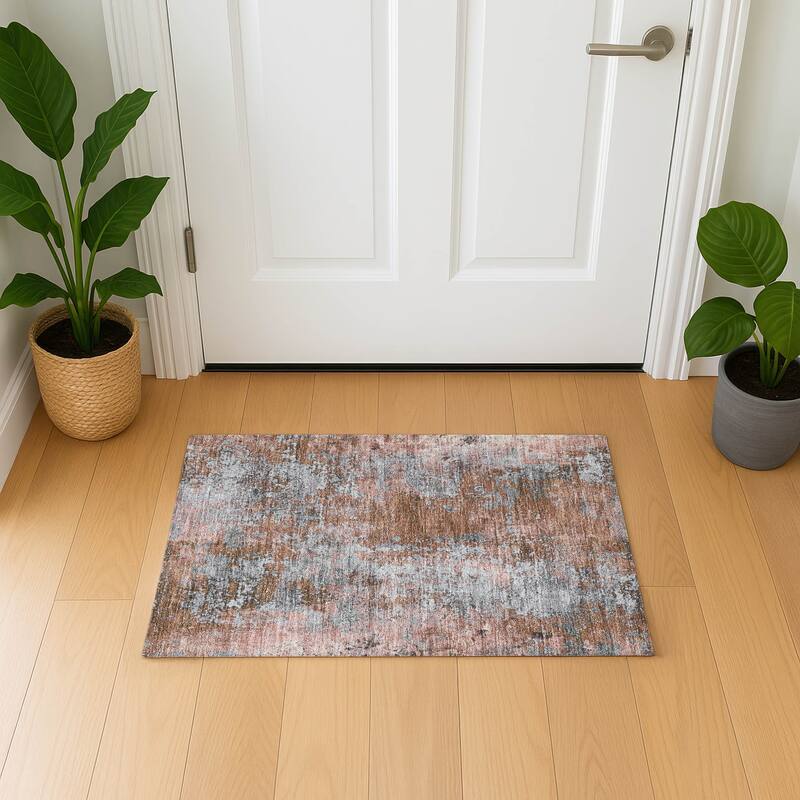 Premium Washable Super Soft Chic Abstract Mayfield Rug - Paprika - 1'8" x 2'6"