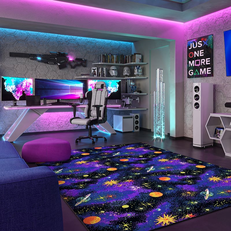 Space Explorer Fluorescent Nylon Area Rug