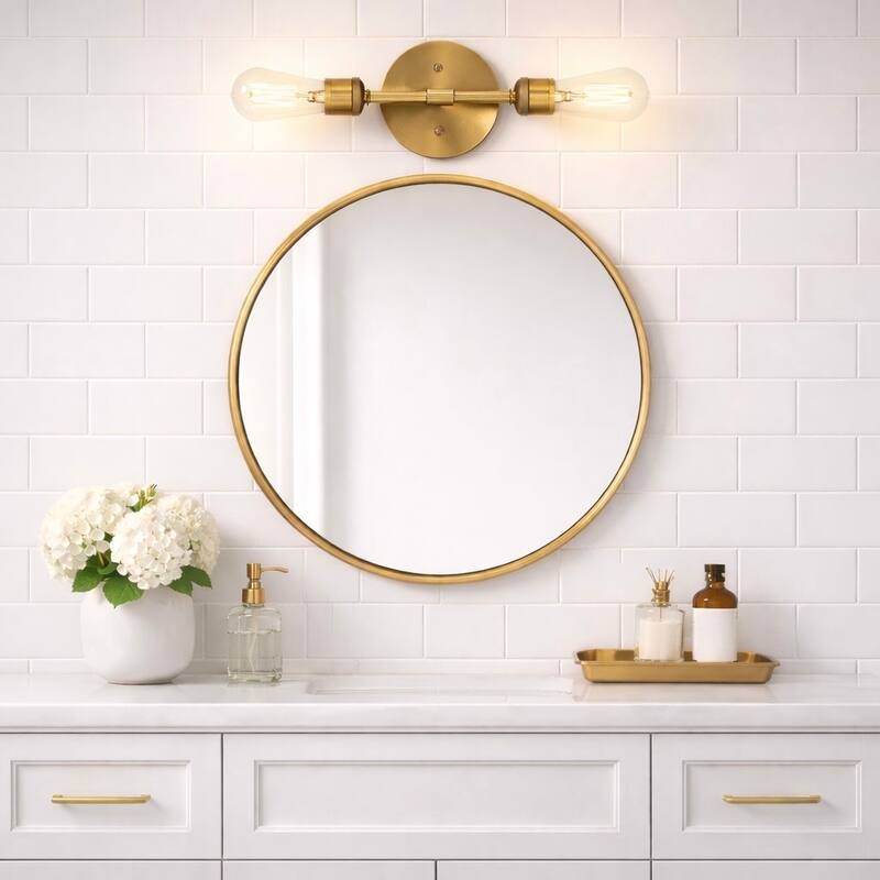 Tonula Double-Light Wall Sconce with Satin Brass Finish