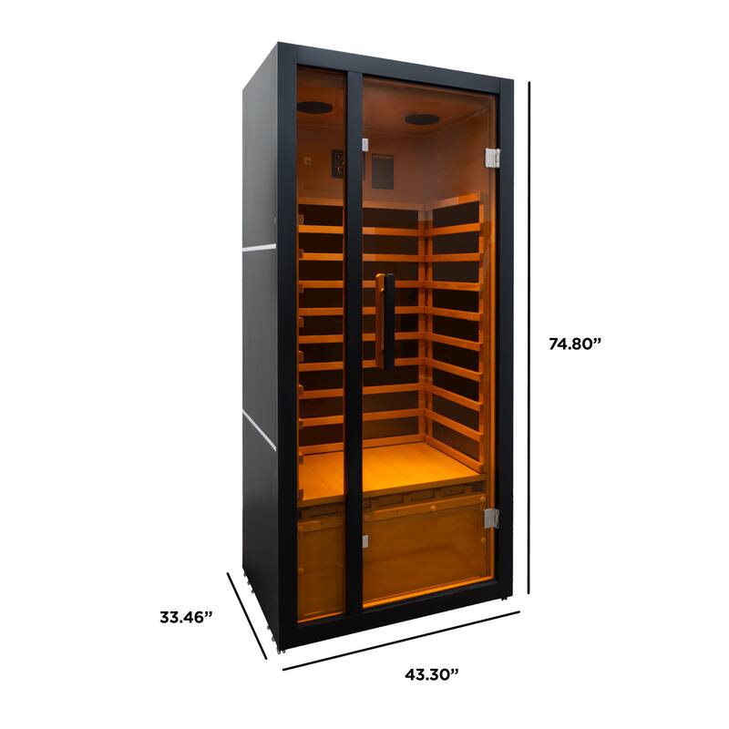ALEKO Oasis Fully Assembled Expandable Design Indoor Spa Far Infrared Sauna Oasis 1 Person Black